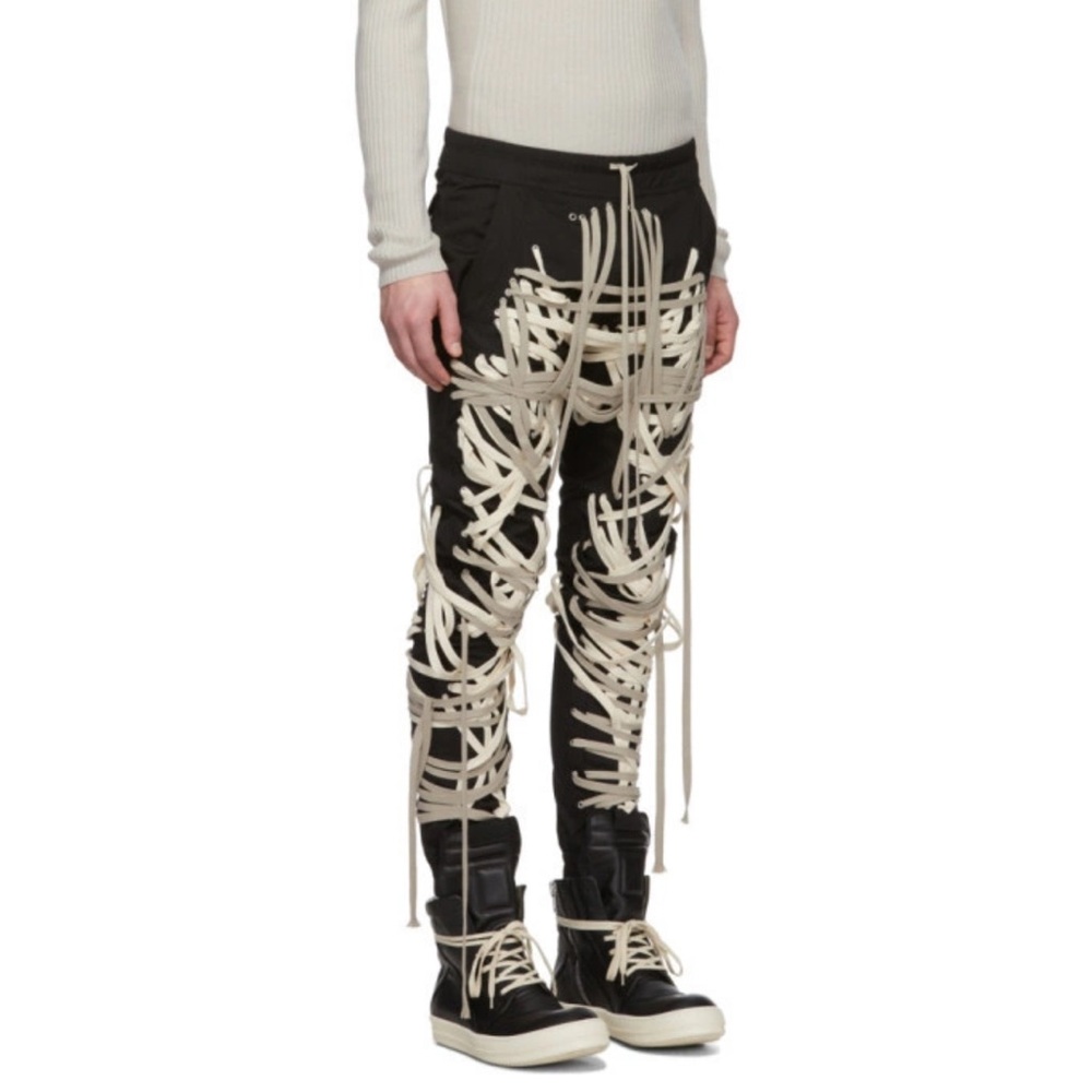 Rick Owens INSPIRED Black Mega Laced Joggers - Picture 2 of 10